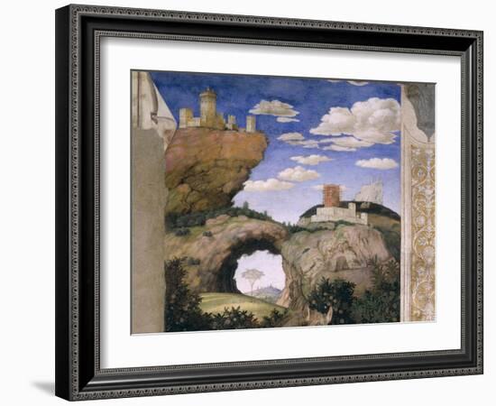 Landscape with a Castle, from the Camera Degli Sposi or Camera Picta, 1465-74-Andrea Mantegna-Framed Giclee Print