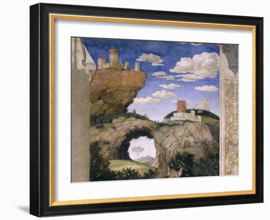 Landscape with a Castle, from the Camera Degli Sposi or Camera Picta, 1465-74-Andrea Mantegna-Framed Giclee Print