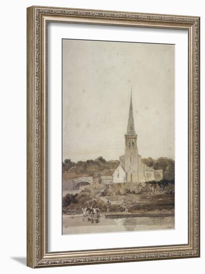 Landscape with a Church beside a River (W/C)-Thomas Girtin-Framed Giclee Print