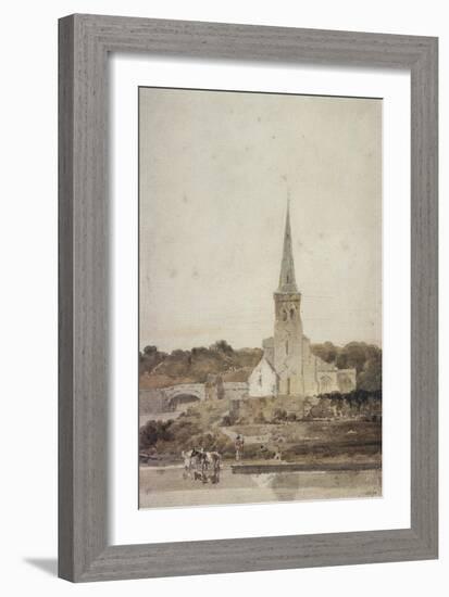 Landscape with a Church beside a River (W/C)-Thomas Girtin-Framed Giclee Print