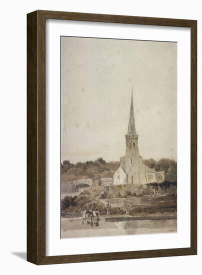 Landscape with a Church beside a River (W/C)-Thomas Girtin-Framed Giclee Print