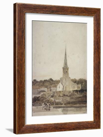 Landscape with a Church beside a River (W/C)-Thomas Girtin-Framed Giclee Print