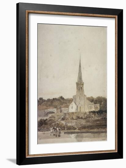 Landscape with a Church beside a River (W/C)-Thomas Girtin-Framed Giclee Print