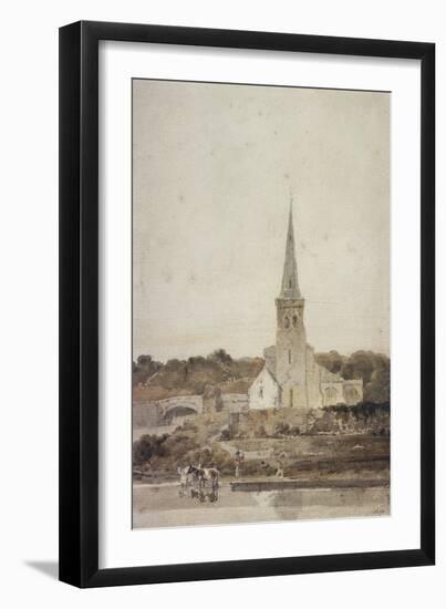 Landscape with a Church beside a River (W/C)-Thomas Girtin-Framed Giclee Print