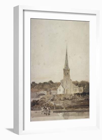 Landscape with a Church beside a River (W/C)-Thomas Girtin-Framed Giclee Print