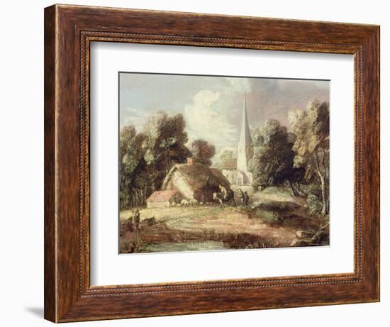 Landscape with a Church, Cottage, Villagers and Animals, C.1771-2-Thomas Gainsborough-Framed Giclee Print