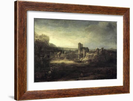 Landscape with a Church-Rembrandt van Rijn-Framed Giclee Print