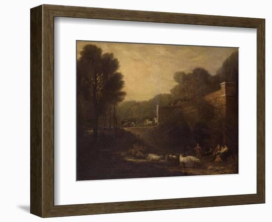 Landscape with a Coaching Party, 1791 (Oil on Canvas)-Benjamin West-Framed Giclee Print