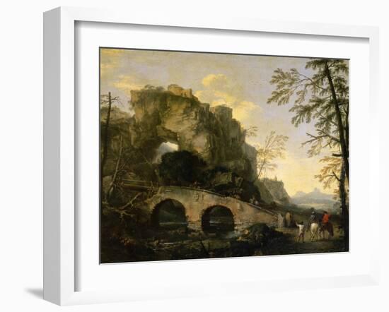 Landscape with a Dilapidated Bridge-Salvator Rosa-Framed Giclee Print