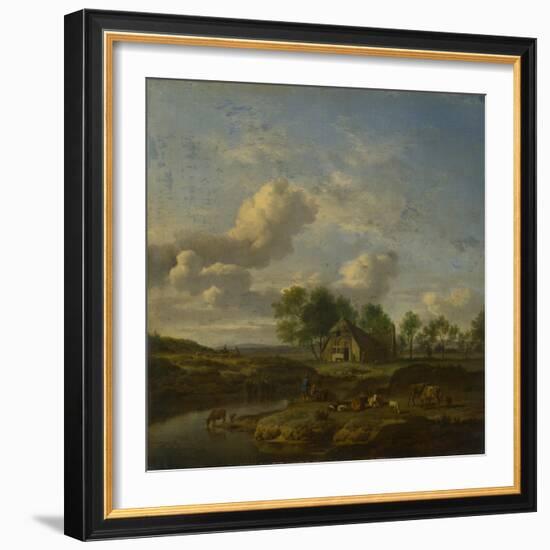 Landscape with a Farm by a Stream, 1661-Adriaen van de Velde-Framed Giclee Print