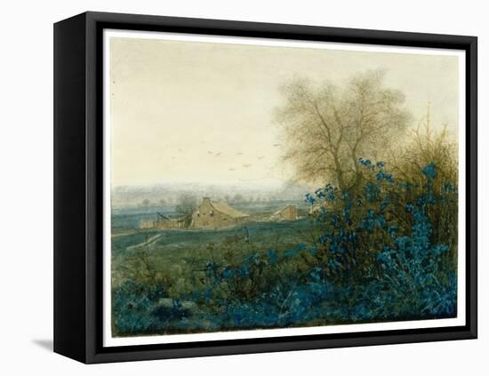 Landscape with a Farmhouse and a Peasant Wheeling a Barrow, 1865 (W/C Heightened with Gouache, Pen-Leon Bonvin-Framed Premier Image Canvas