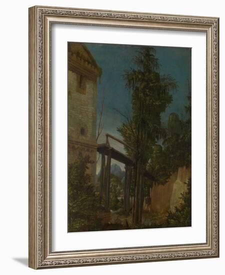 Landscape with a Footbridge, Ca 1518-Albrecht Altdorfer-Framed Giclee Print