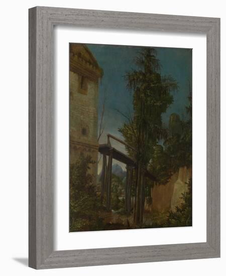 Landscape with a Footbridge, Ca 1518-Albrecht Altdorfer-Framed Giclee Print