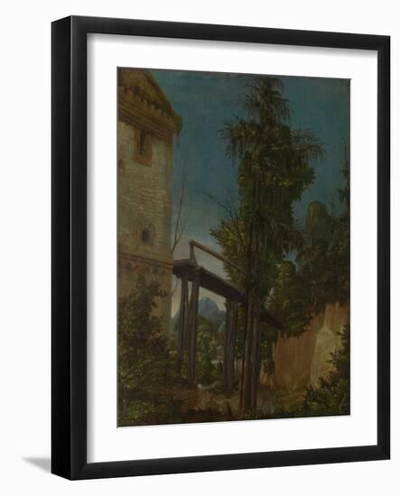 Landscape with a Footbridge, Ca 1518-Albrecht Altdorfer-Framed Giclee Print