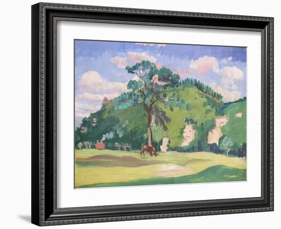 Landscape with a Grazing Horse, 1912-13-James Dickson Innes-Framed Giclee Print