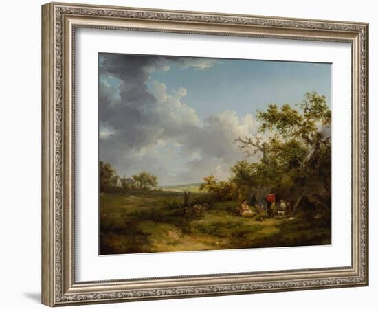 Landscape with a Gypsy Encampment-George Morland-Framed Giclee Print