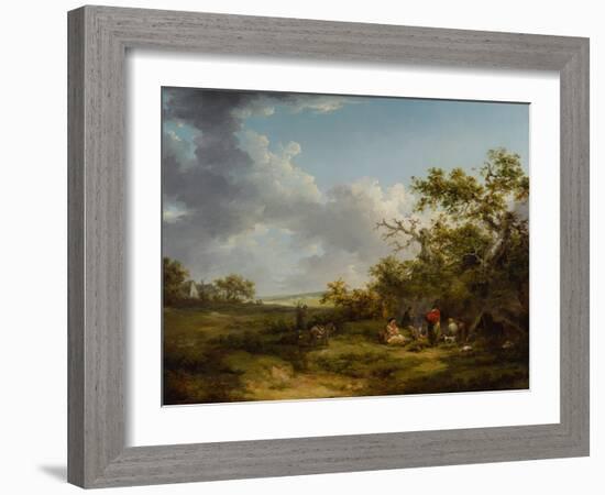 Landscape with a Gypsy Encampment-George Morland-Framed Giclee Print