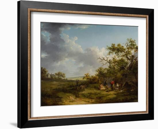 Landscape with a Gypsy Encampment-George Morland-Framed Giclee Print