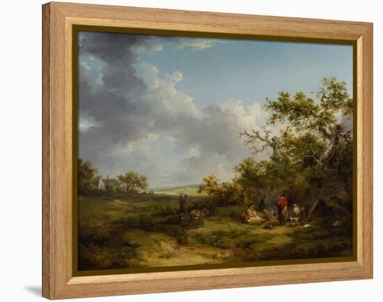 Landscape with a Gypsy Encampment-George Morland-Framed Premier Image Canvas