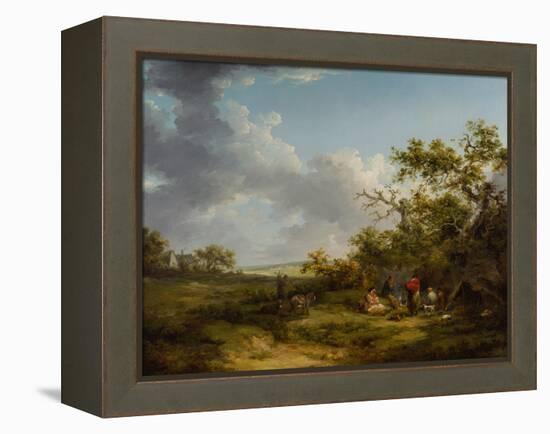 Landscape with a Gypsy Encampment-George Morland-Framed Premier Image Canvas