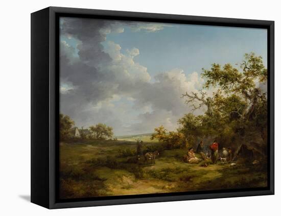 Landscape with a Gypsy Encampment-George Morland-Framed Premier Image Canvas
