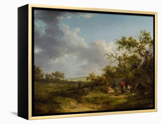 Landscape with a Gypsy Encampment-George Morland-Framed Premier Image Canvas
