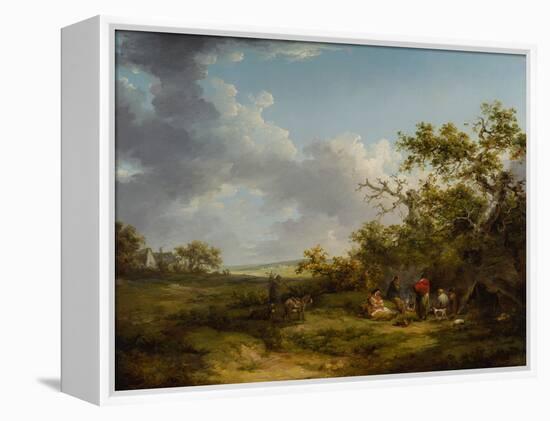 Landscape with a Gypsy Encampment-George Morland-Framed Premier Image Canvas