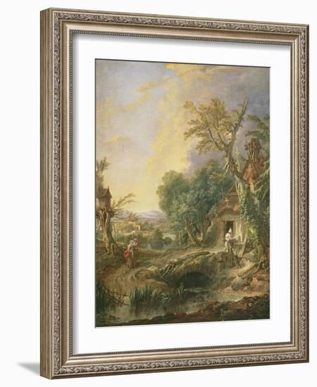 Landscape with a Hermit, 1742-Francois Boucher-Framed Giclee Print