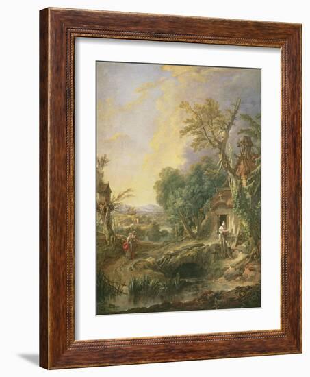 Landscape with a Hermit, 1742-Francois Boucher-Framed Giclee Print