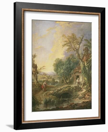 Landscape with a Hermit, 1742-Francois Boucher-Framed Giclee Print