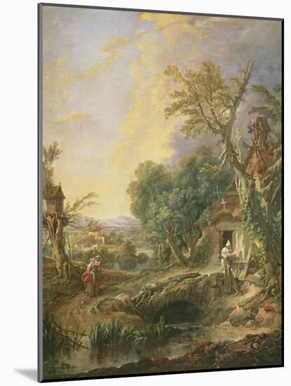 Landscape with a Hermit, 1742-Francois Boucher-Mounted Giclee Print