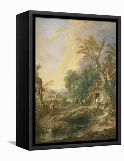 Landscape with a Hermit, 1742-Francois Boucher-Framed Premier Image Canvas