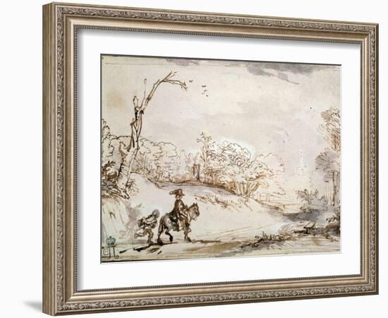 Landscape with a Horseman, 1648-1650-Rembrandt van Rijn-Framed Giclee Print