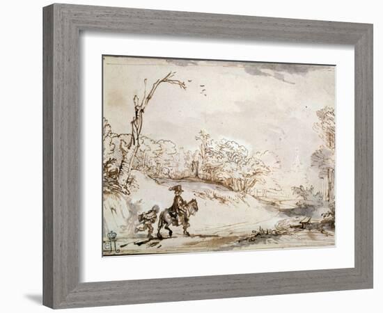 Landscape with a Horseman, 1648-1650-Rembrandt van Rijn-Framed Giclee Print