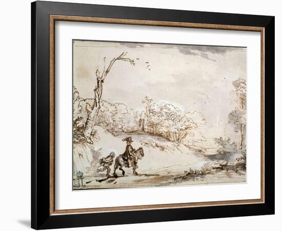 Landscape with a Horseman, 1648-1650-Rembrandt van Rijn-Framed Giclee Print