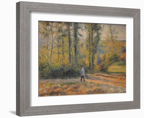 Landscape with a Hunter, Pontoise (Paysage À Pontoise Avec Un Chasseu), 1879-Camille Pissarro-Framed Giclee Print