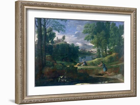 Landscape with a Man Killed by a Snake, c.1648-Nicolas Poussin-Framed Giclee Print