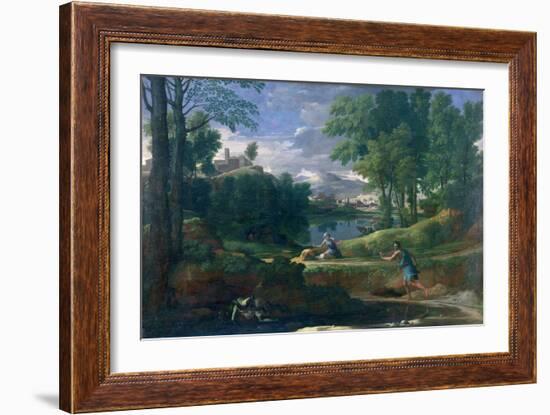Landscape with a Man Killed by a Snake, c.1648-Nicolas Poussin-Framed Giclee Print