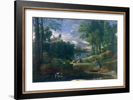 Landscape with a Man Killed by a Snake, c.1648-Nicolas Poussin-Framed Giclee Print