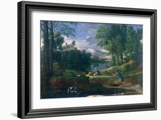 Landscape with a Man Killed by a Snake, c.1648-Nicolas Poussin-Framed Giclee Print