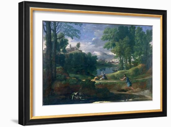 Landscape with a Man Killed by a Snake, c.1648-Nicolas Poussin-Framed Giclee Print