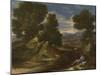 Landscape with a Man Scooping Water from a Stream, Ca 1637-Nicolas Poussin-Mounted Giclee Print