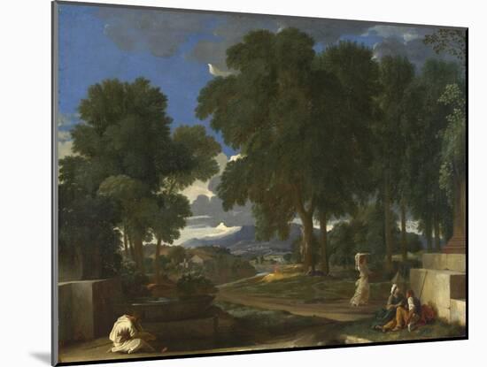 Landscape with a Man Washing His Feet at a Fountain, 1648 (Oil on Canvas)-Nicolas Poussin-Mounted Giclee Print