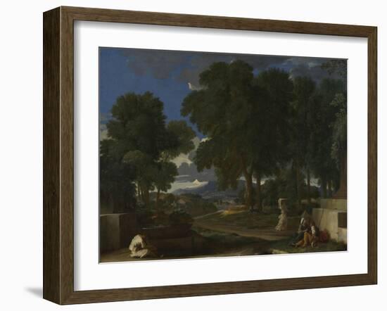 Landscape with a Man Washing His Feet at a Fountain, 1648-Nicolas Poussin-Framed Giclee Print