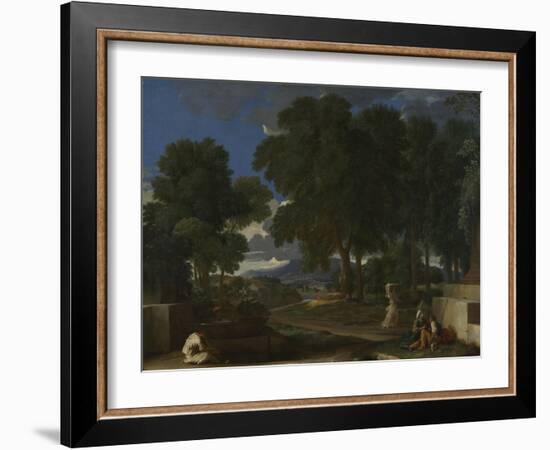 Landscape with a Man Washing His Feet at a Fountain, 1648-Nicolas Poussin-Framed Giclee Print