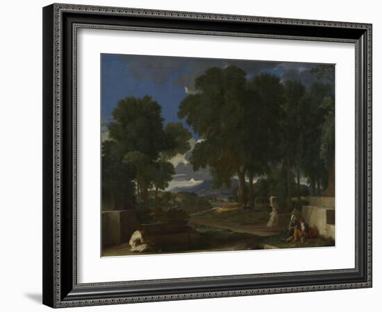 Landscape with a Man Washing His Feet at a Fountain, 1648-Nicolas Poussin-Framed Giclee Print