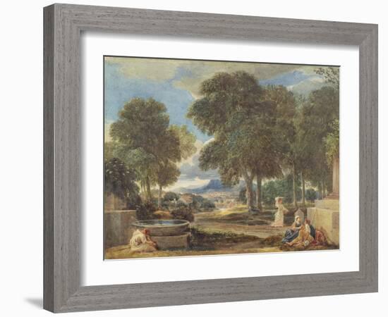 Landscape with a Man Washing His Feet at a Fountain-David Cox-Framed Giclee Print