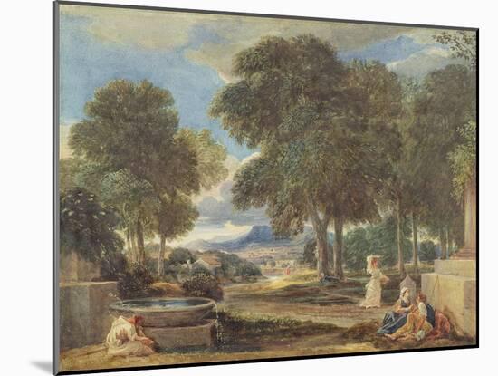Landscape with a Man Washing His Feet at a Fountain-David Cox-Mounted Giclee Print