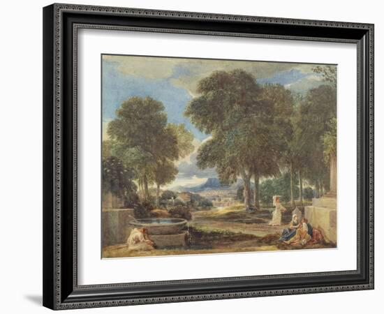 Landscape with a Man Washing His Feet at a Fountain-David Cox-Framed Giclee Print