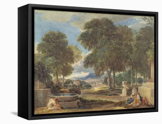 Landscape with a Man Washing His Feet at a Fountain-David Cox-Framed Premier Image Canvas